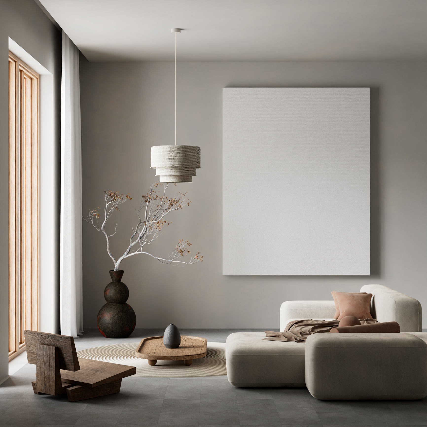 Contemporary minimalist living room interior