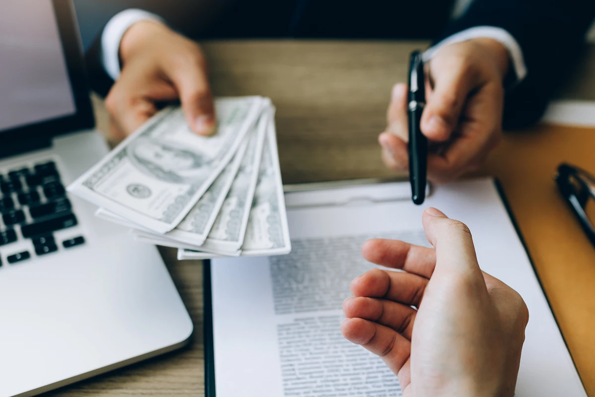 Business transaction with cash and contract